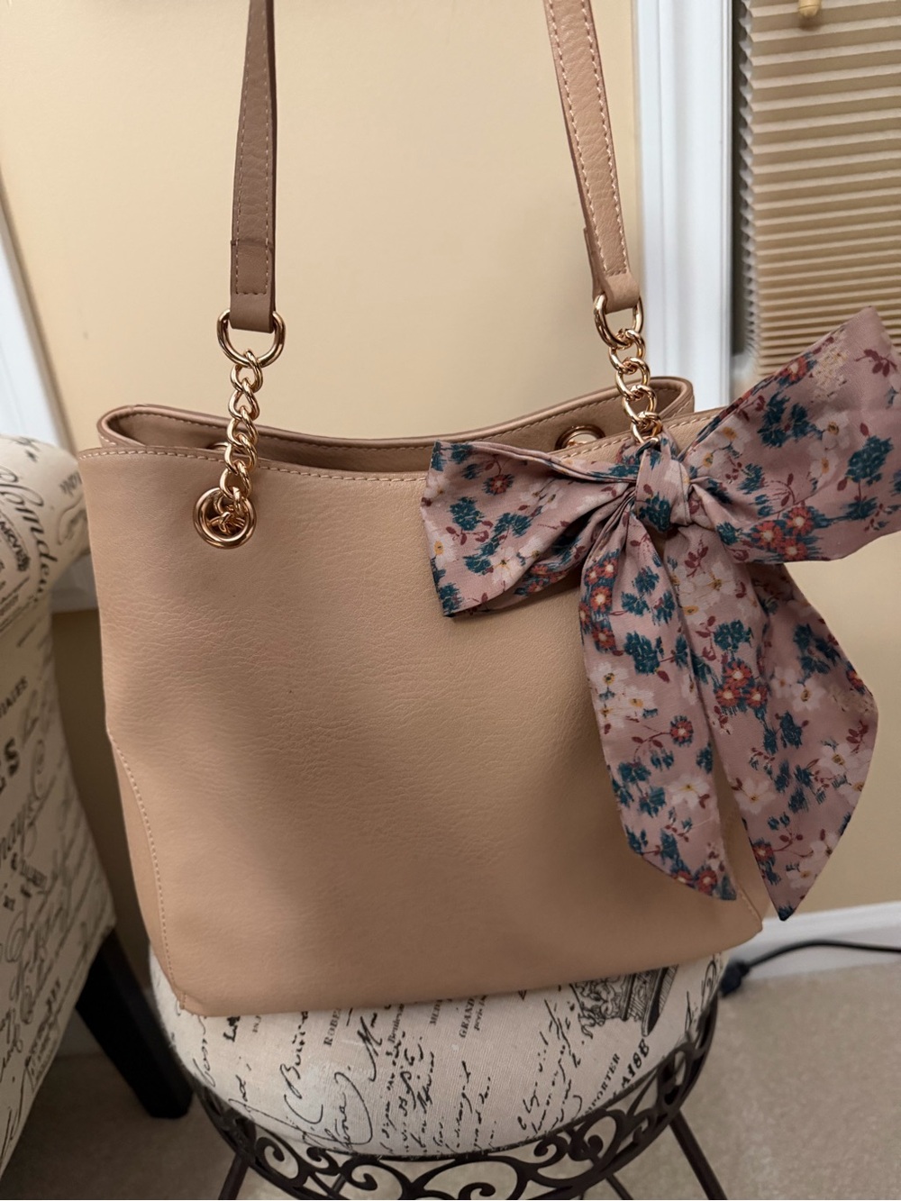 Lauren Conrad Purse with Flower Accent and Rose Gold Chain